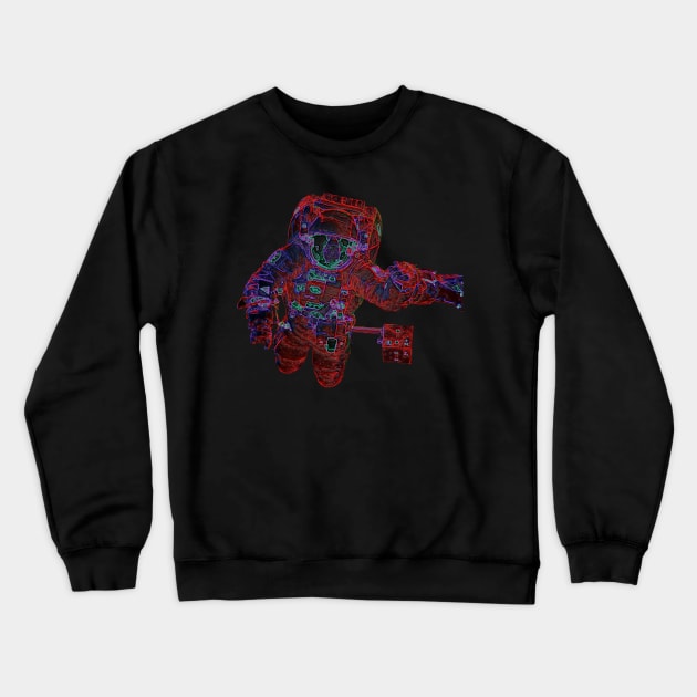 NASA Astronaut in Red, Blue, Purple and Green Colors Crewneck Sweatshirt by The Black Panther